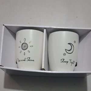Elegant White Mug Set with Celestial Design
